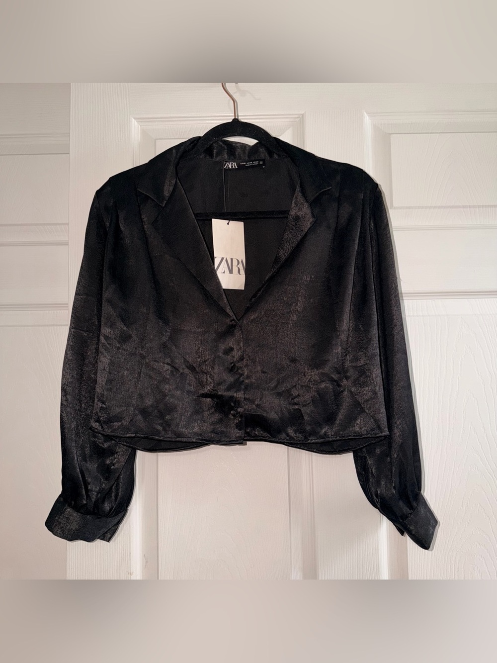 Zara Satin Effect Cropped Blouse